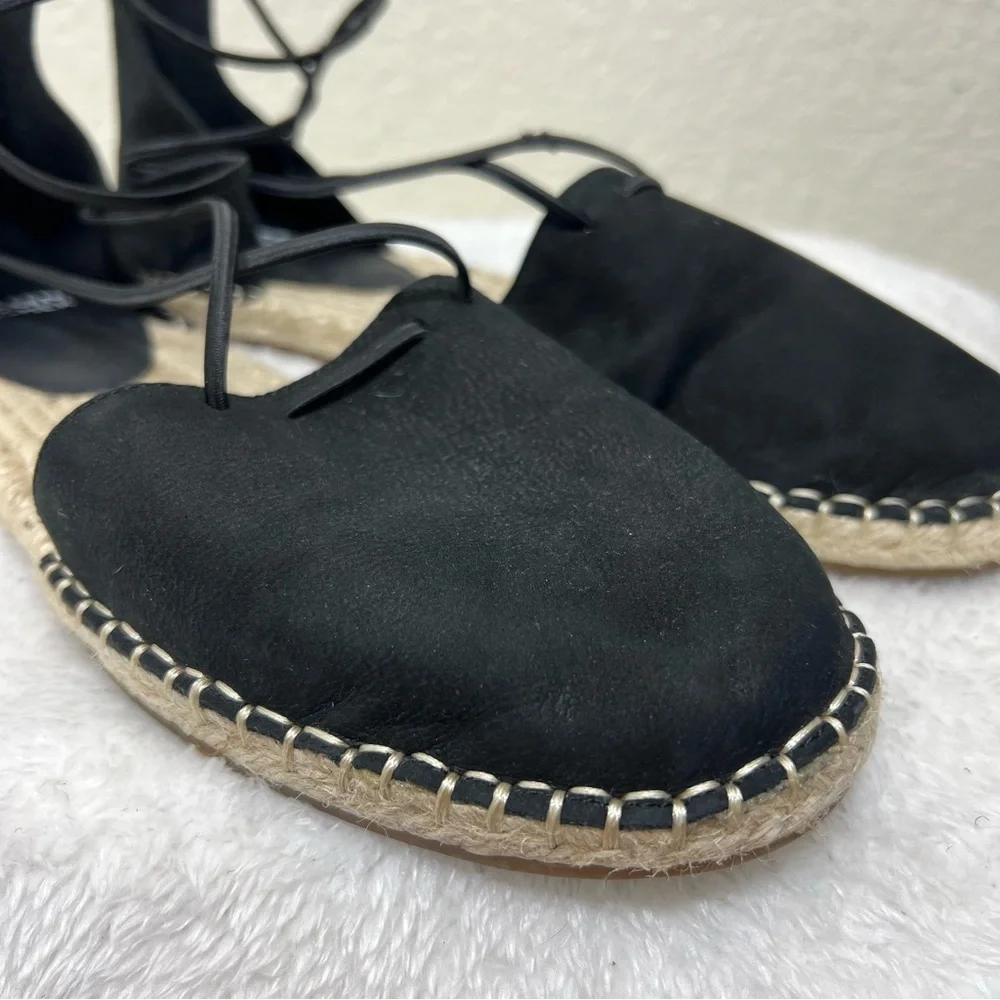 Eileen Fisher Lace Up Strappy Lala Sandal Espadrilles Flats Closed Toe Size 9
